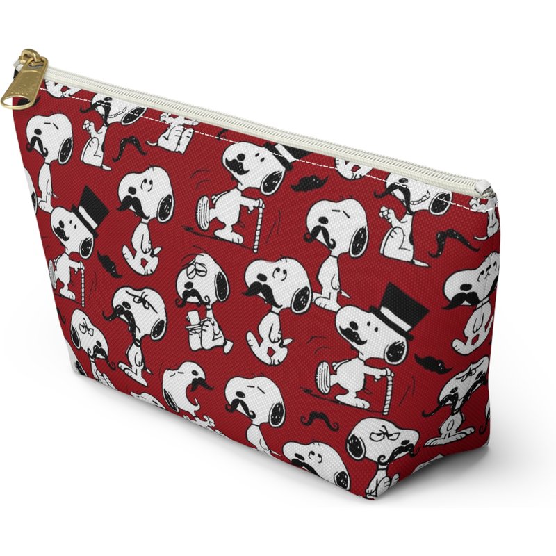 Snoopy's Mustache On Red Cotton Fabric Cosmetic Bag — Organisateur de maquillage