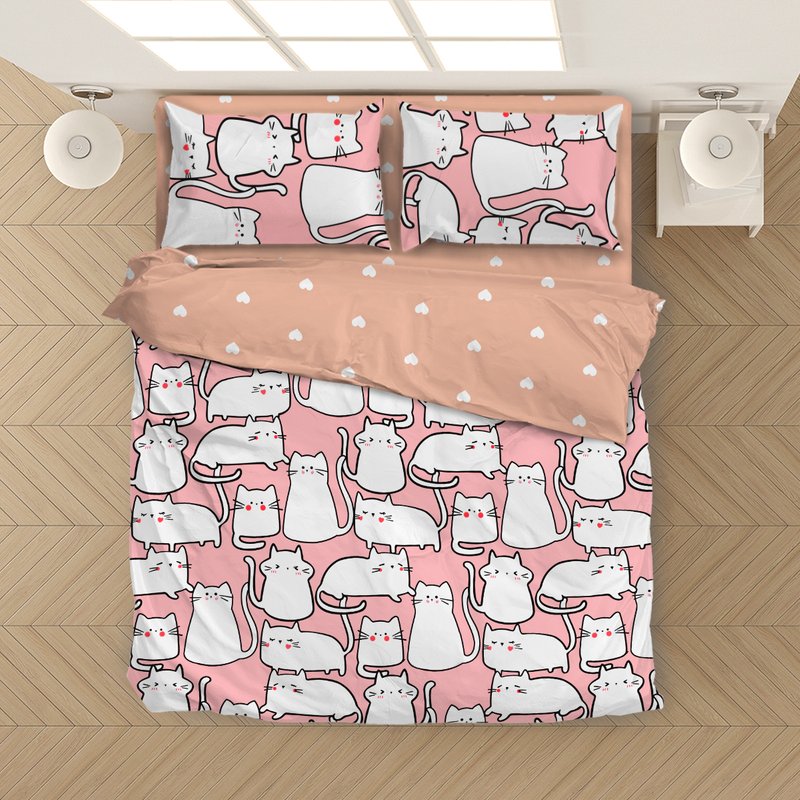 Cute Cat Pink Duvet Cover Set — Housses de couette