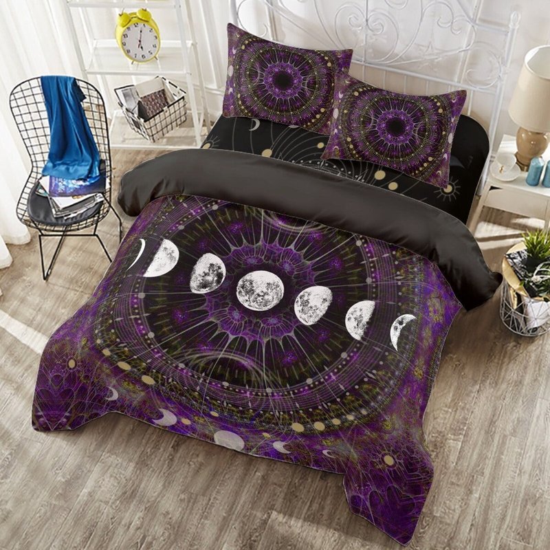 Lunar Cycle Manifestation Duvet Cover - Kawaii Pastel Goth Bed Set — Housses de couette