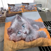 3d Printed Cute Grey Kitten Bedding Set — Duvet Covers
