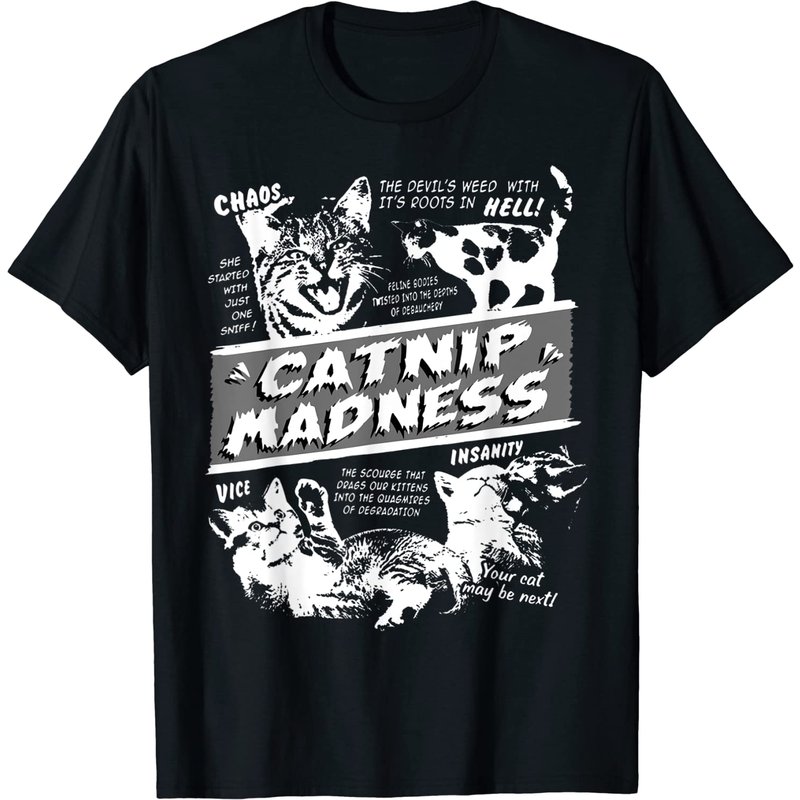 Catnip Madness Cute Kitten Funny Cat Pet Humor T-shirt — T-shirts pour hommes