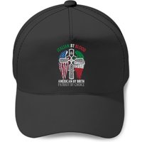 Italian By Blood American By Birth Cross Flag Baseball Caps