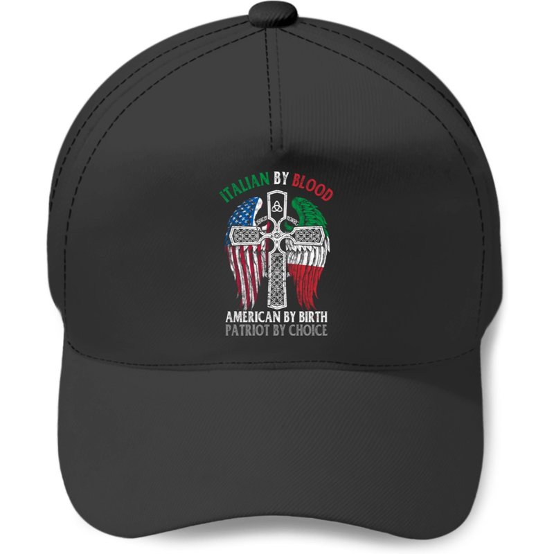 Italian By Blood American By Birth Cross Flag Baseball Caps — Casquette de baseball