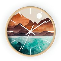 Boho Wall Clock, Burnt Orange And Teal Wall Clock