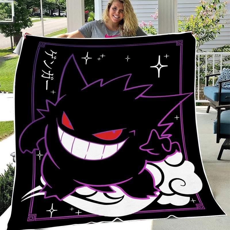 Gengar Blanket! Perfect For A Gift, Present, Holiday, Birthday! Japanese Anime — Jetés de canapé