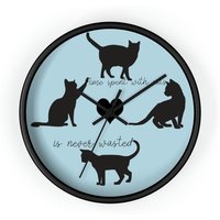 Customizable Time Spent With Cats Is Never Wasted Kitten Silhouette Wall Clock