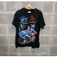 Vintage 1990s Dale Earnhardt And Richard Petty 7 Time Champions All Over Print Graphic Racing Shirt — T-shirts pour hommes