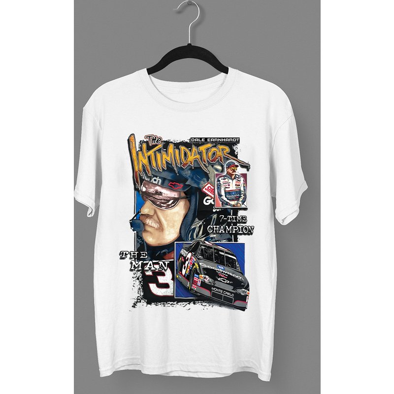 1990s Dale Earnhardt The Intimidator Rap Tee Style Graphic All Over Print Racing T-shirt — T-shirts pour hommes