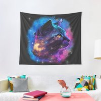Galaxy Space Cat Design Styled Tapestry — Tapestries