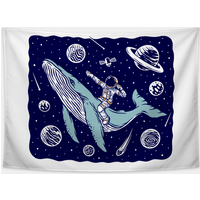 Funny Astronaut Riding A Whale Tapestry