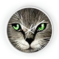 Cat Clock-green-eyed Cat Wall Clock