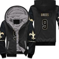 Orleans Saints 9 Drew Brees Black Golden Edition Mens Inspired Unisex Fleece Hoodie