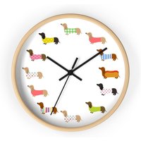 Dachshund Wall Clock, Dog Illustration Wall Clock — Wall Decor