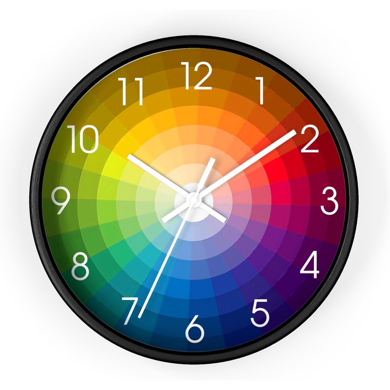 Objectify Color Wheel Wall Clock With Neutra Numerals — Décoration murale