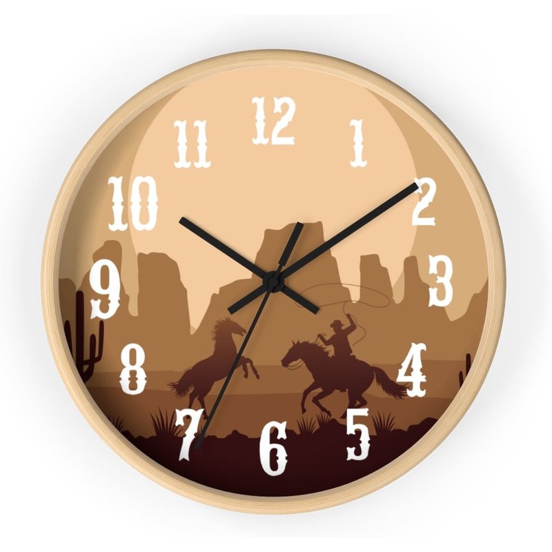 Western Wall Clock - Office - Rustic - Wall Decor - Cowboy — Décoration murale