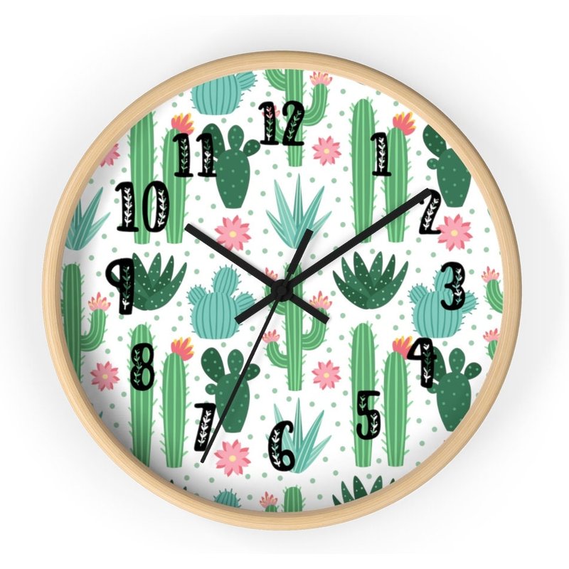 Cute Cactus Wall Clock - Gift For Her - Country Wall Decor — Décoration murale