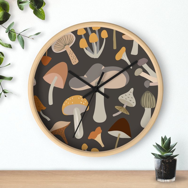 Mushroom Wall Clock, Home Decor, Fungi Home Decor — Décoration murale