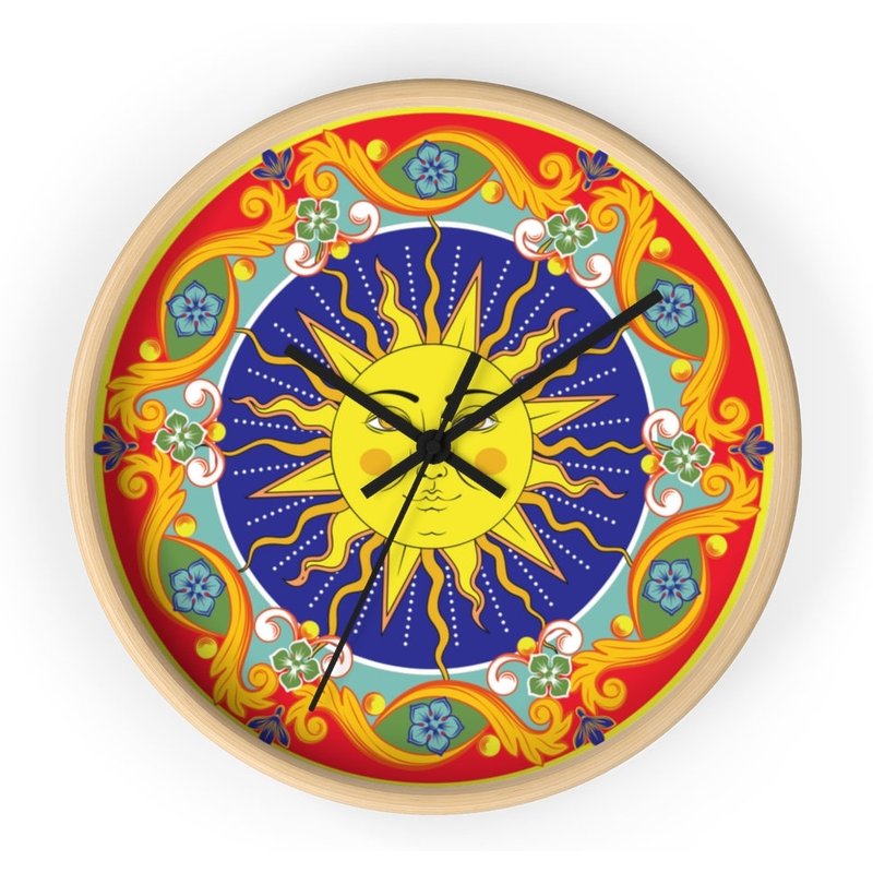 Celestial Wall Clock, Maximalist Sun Wall Decor — Décoration murale