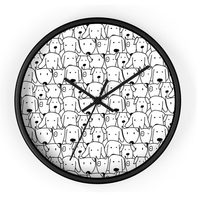 Funny Dogs Round Wooden Wall Clock — Décoration murale