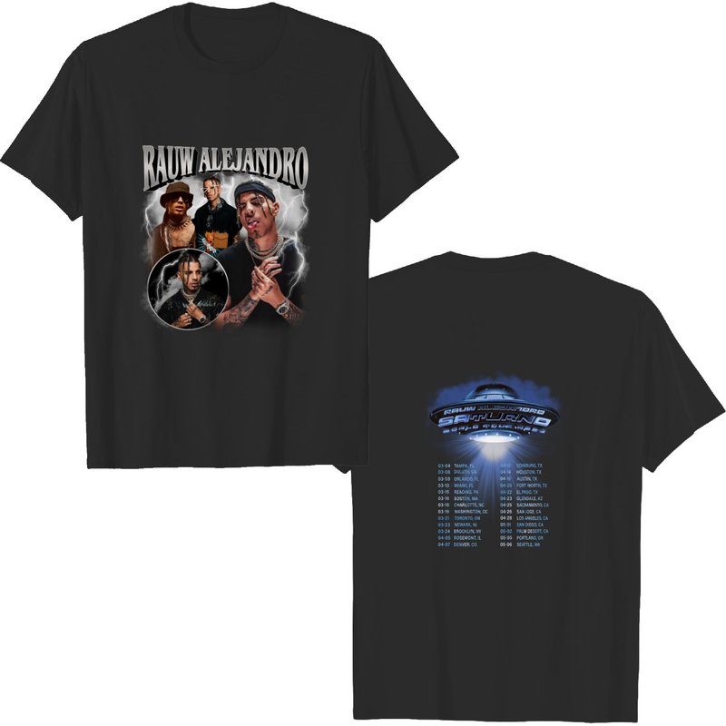 Rauw Alejandro Saturno 2023 World Tour Double Sided Shirt — T-shirts pour hommes