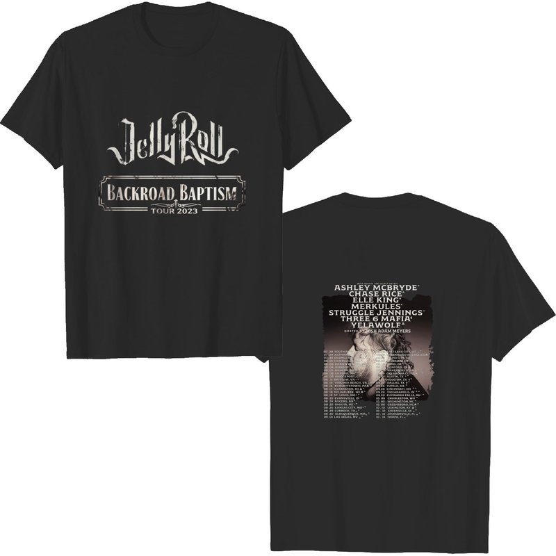 Jelly Roll Backroad Baptism Concert Tour 2023 Shirt, Jelly Roll Back Road Baptism 2023 T-shirt — T-shirts pour hommes