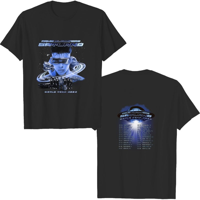 Rauw Alejandro Saturno 2023 World Tour Double Sided Shirt — T-shirts pour hommes