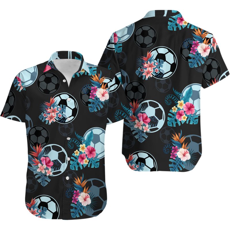 Soccer Tropical Pattern Hawaiian Shirt — Chemises décontractées pour hommes