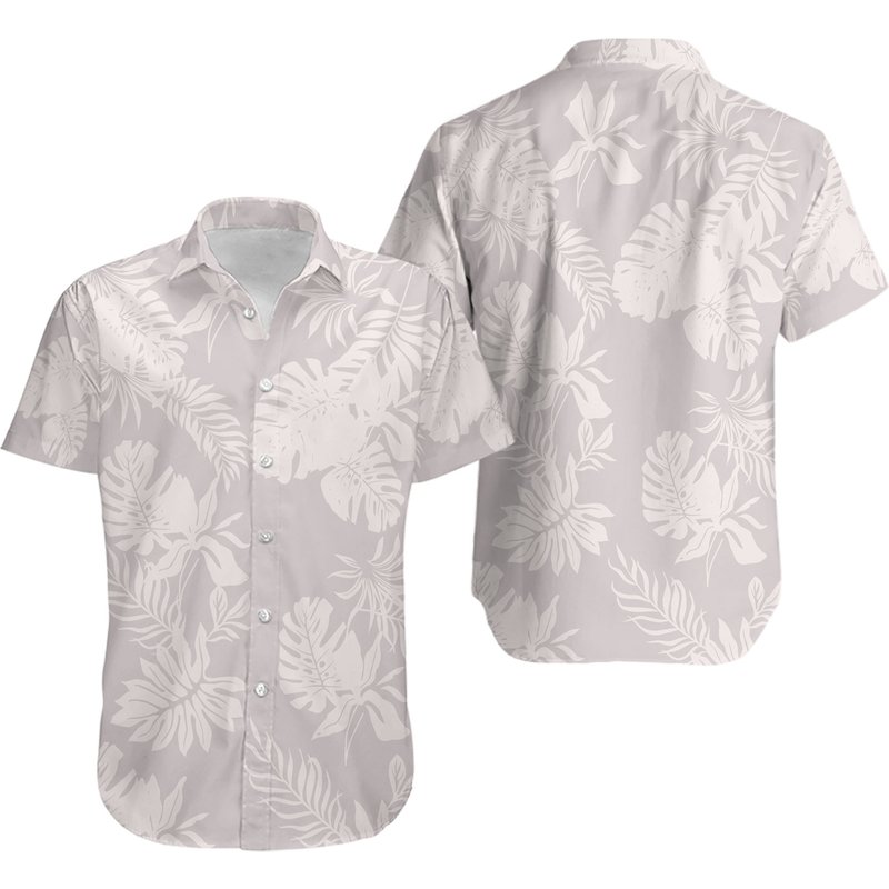 Hibiscus Hawaiian Shirt - White On White Classic Hibiscus Button Down Shirt - Hawaii Gift — Chemises décontractées pour hommes