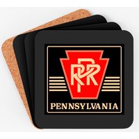Pennsylvania Railroad Logo Black & Gold Coasters