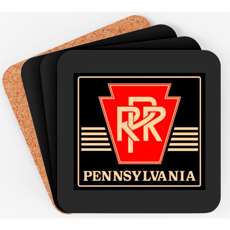 Pennsylvania Railroad Logo Black & Gold Coasters — Sous-verres et napperons