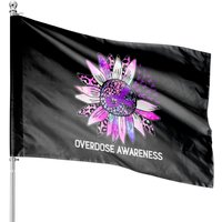 Overdose Awareness Wear Purple Leopard Sunflower House Flags, Overdose Ribbon — Decorative Flags