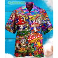 Hippie Mushroom Hawaiian Shirt/ Mushroom Hawaiian Shirt — Chemises décontractées pour hommes