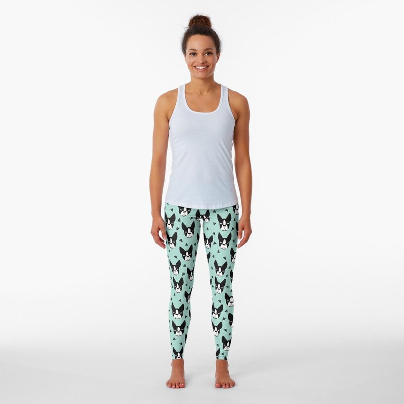Boston Terrier - Mint Leggings — Legging femme