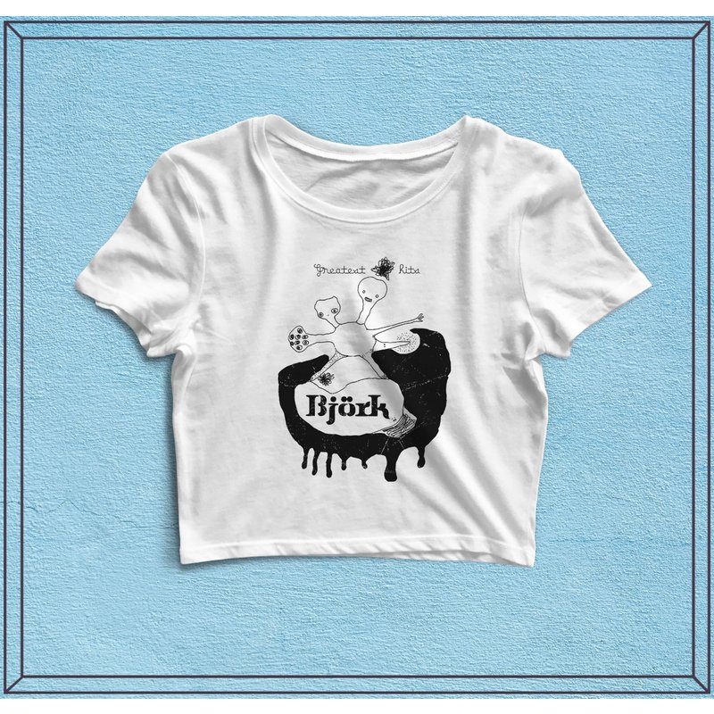 Vintage Bjork Greatest Hits Crop Top - Music Shirt — T-shirts pour hommes