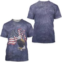 2001 The Mountian Bald Eagle & American Flag Graphic Tie-dye T-shirt — T-shirts pour hommes