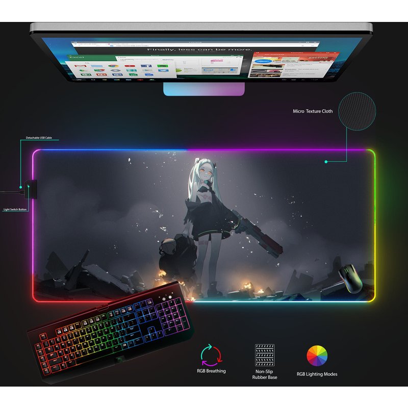 Cyberpunk Edgerunners Rebecca Mousepad, Rgb Gaming Accessories, Anime Mousepad — Tapis de souris et sous-mains