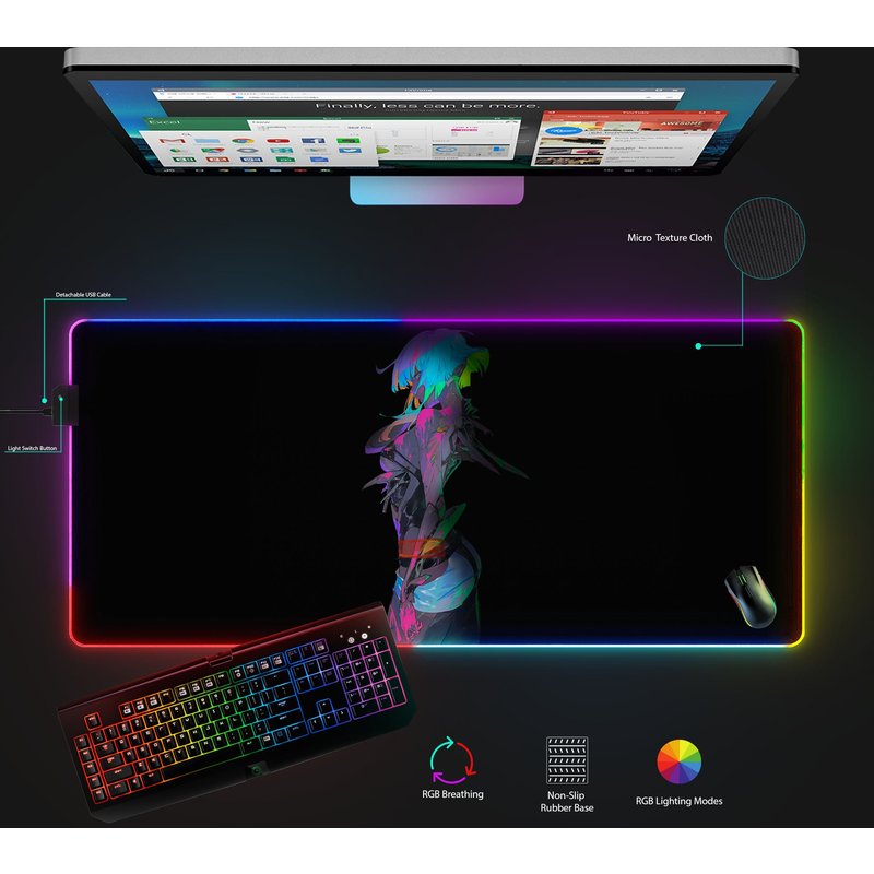 Cyberpunk Edgerunners Lucy Mousepad, Rgb Gaming Accessories, Cute Mousepad — Tapis de souris et sous-mains