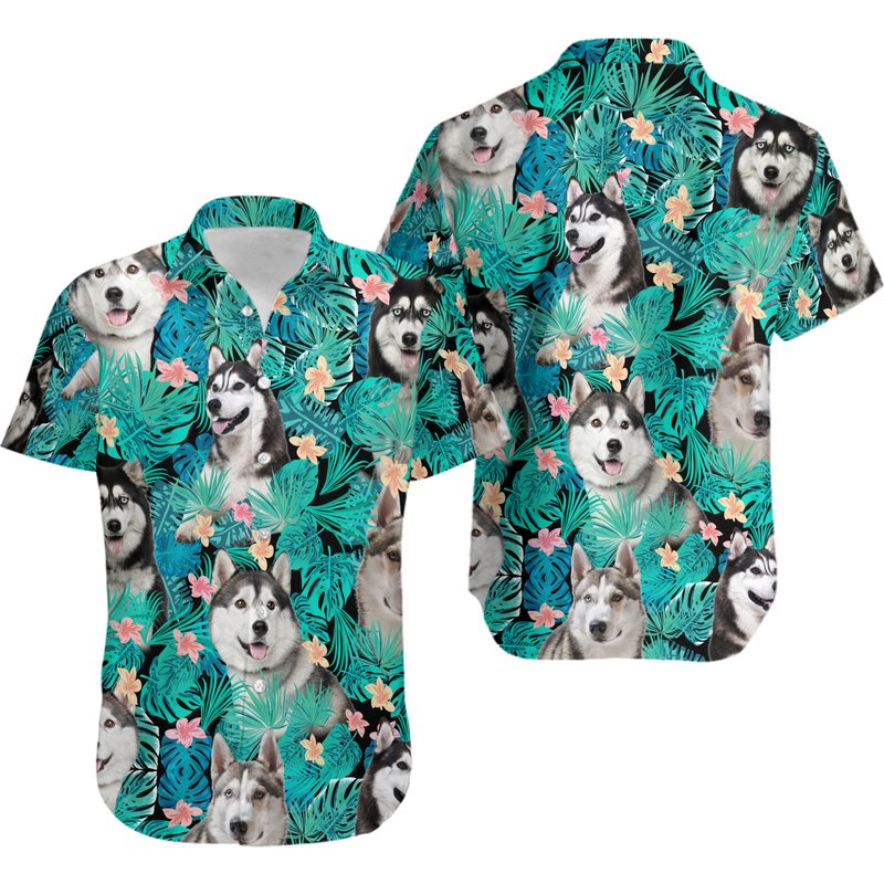 Unisexsiberian Husky Hawaiian Shirt — Chemises décontractées pour hommes