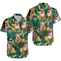 Bulldog Hawaiian Shirt English Bulldog Tropical Bananas, Aloha Hawaiian Shirts — Chemises décontractées pour hommes
