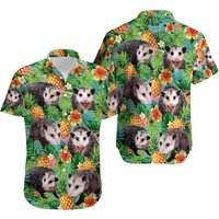 Tropical Opossum Hawaiian Shirt For Men Women, Animal Casual Mens Hawaiian Shirt