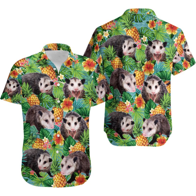 Tropical Opossum Hawaiian Shirt For Men Women, Animal Casual Mens Hawaiian Shirt — Chemises décontractées pour hommes