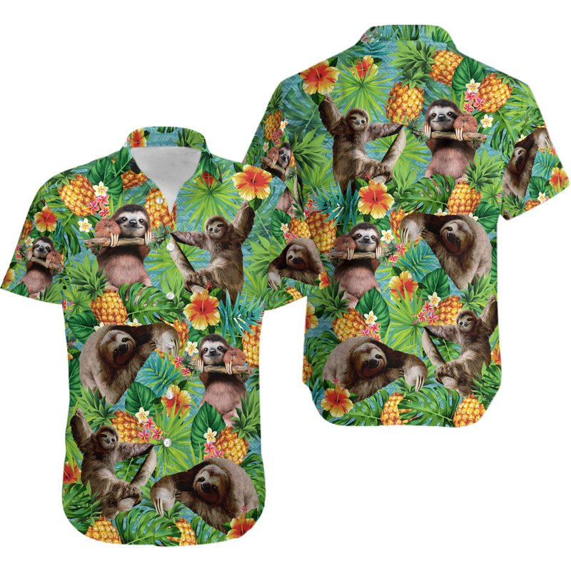 Tropical Sloth Hawaiian Shirt — Chemises décontractées pour hommes
