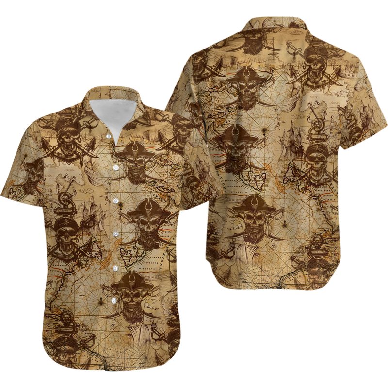 Pirate Skull Hawaiian Shirt — Chemises décontractées pour hommes