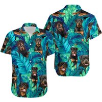 Rottweiler Hawaiian Beach Button Up