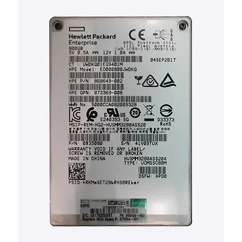 HP 868649-002 | 800GB Multi-Level Cell SAS 12Gb/s Hot Swappable Write Intensive SFF 2.5-Inch Solid State Drive for ProLiant XL230k Gen10 — Data Storage Drives