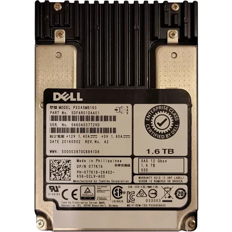 Dell 077K16 | 1.6TB Multi-Level Cell SAS 12Gb/s Hot-Pluggable 2.5-Inch Solid State Drive for PowerEdge Servers — Disques de stockage