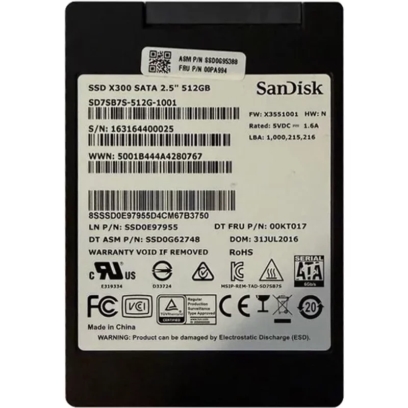 Lenovo 00PA994 | 512GB Triple-Level Cell SATA 6Gb/s 2.5-Inch Solid State Drive — Data Storage Drives