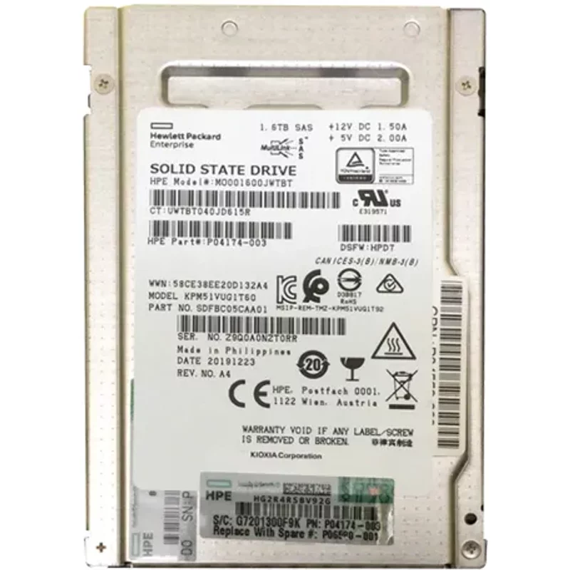 HP P04174-003 | 1.6TB Multi-Level Cell SAS 12Gb/s Mixed Use 2.5-Inch Solid State Drive for ProLiant DL325 Gen10 — Data Storage Drives