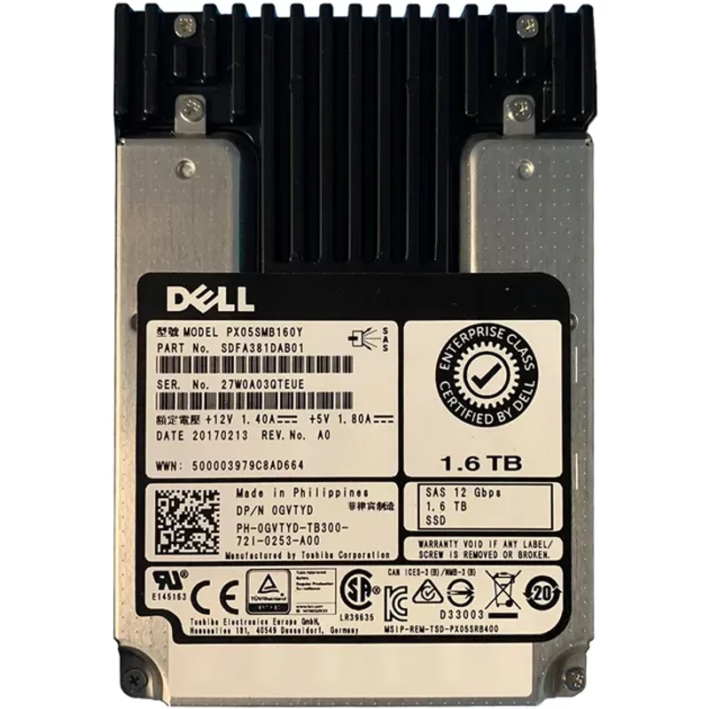 Toshiba PX05SMB160Y | PX05SMB Series 1.6TB Multi-Level Cell SAS 12Gb/s Write Intensive (PLP) 2.5-Inch Enterprise Solid State Drive — Data Storage Drives