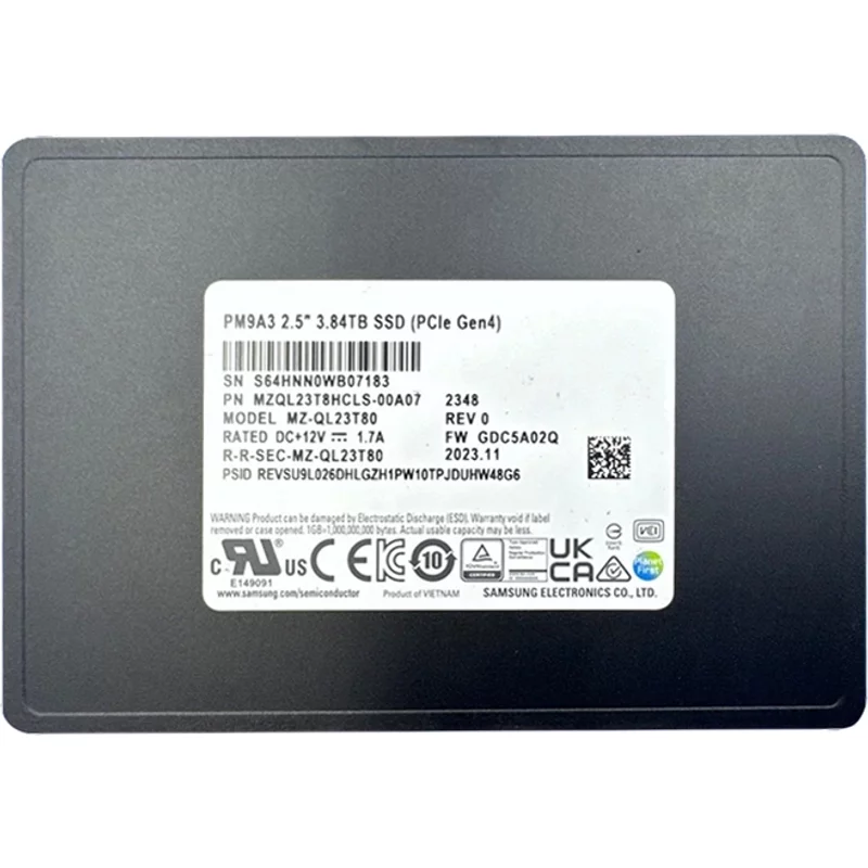 Samsung MZQL23T8HCLS-00A07 | PM9A3 Series 3.84TB PCI Express NVMe 4.0 x4 2.5-Inch Solid State Drive — Disques de stockage